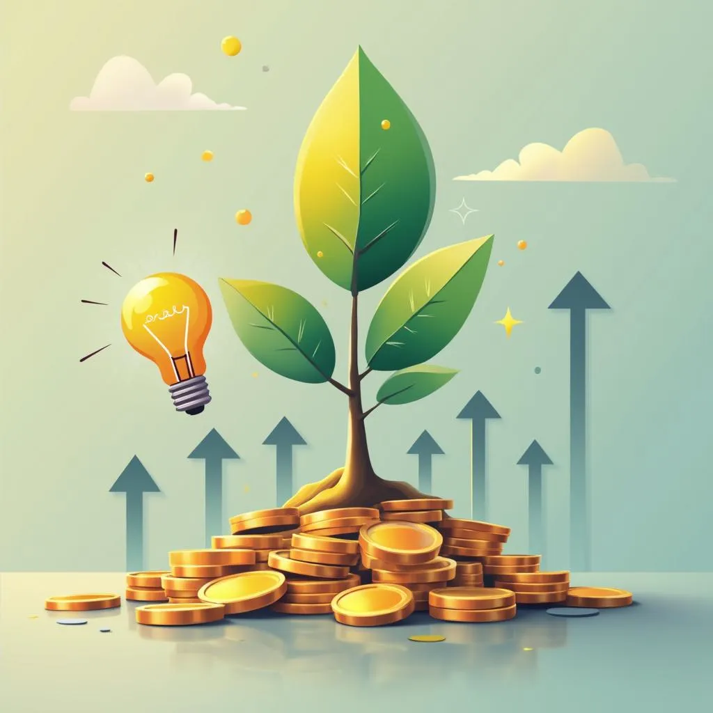 Ilustración abstracta simbolizando el crecimiento financiero y el aprendizaje